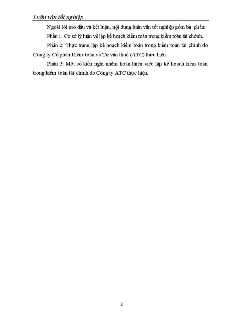 image for page Lập kế hoạch kiểm toán trong kiểm toán tài chính do Công ty Cổ phần Kiểm toán và Tư vấn thuế ATC thực hiện 1