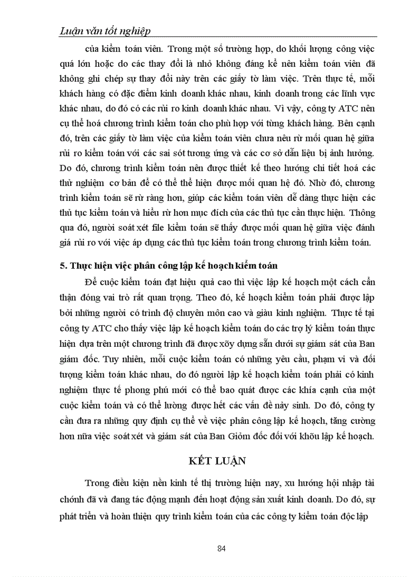 image for page Lập kế hoạch kiểm toán trong kiểm toán tài chính do Công ty Cổ phần Kiểm toán và Tư vấn thuế ATC thực hiện 1