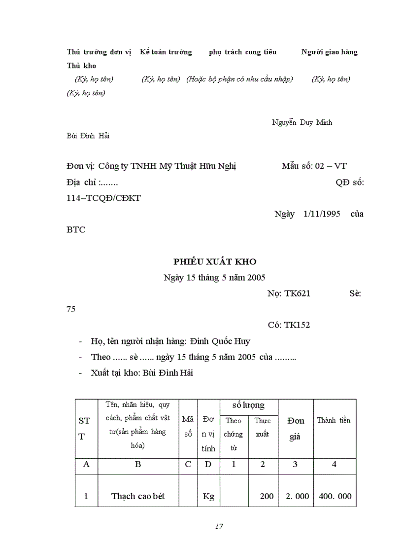 image for page Hạch toán kế toán nguyên vật liệu và công cụ dụng cụ của Công ty TNHH Mỹ Thuật Hữu Nghị 1
