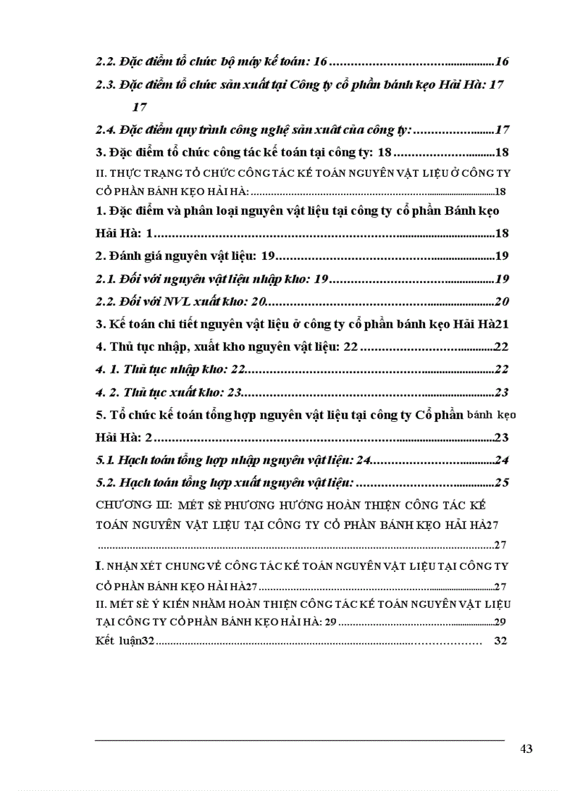 image for page Tổ chức công tác kế toán nguyên vật liệu tại Công ty cổ phần bánh kẹo hải hà