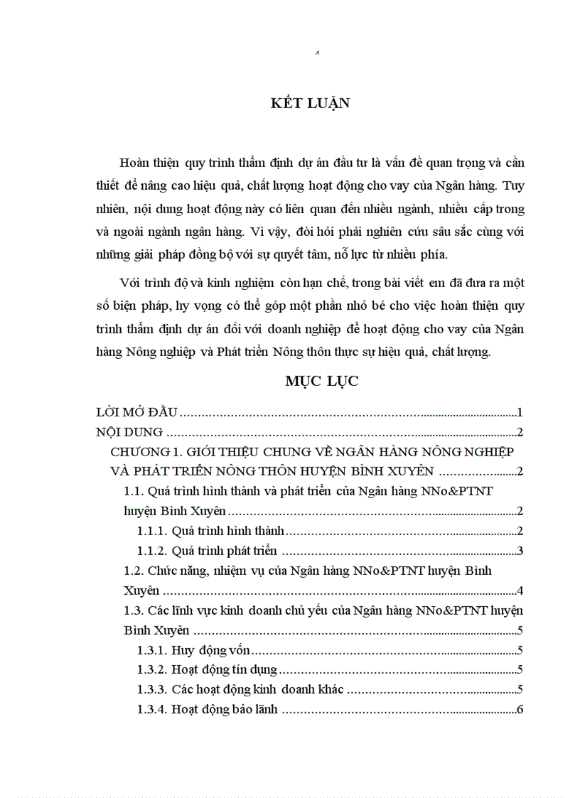 image for page Hoàn thiện hoạt động thẩm định dự án đối với doanh nghiệp của Ngân hàng Nông nghiệp và Phát triển Nông thôn huyện Bình Xuyên 1