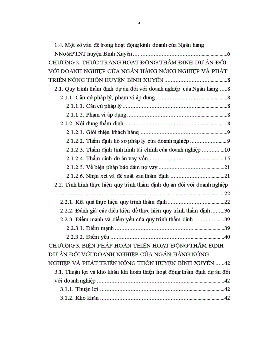 image for page Hoàn thiện hoạt động thẩm định dự án đối với doanh nghiệp của Ngân hàng Nông nghiệp và Phát triển Nông thôn huyện Bình Xuyên 1