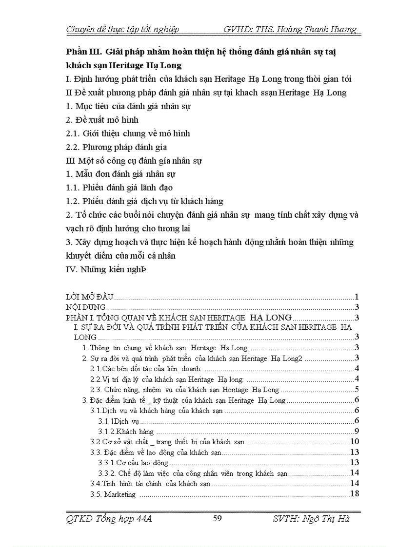 image for page Hoàn thiện mô hình đánh giá nhân sự tại khách sạn Heritage Hạ long