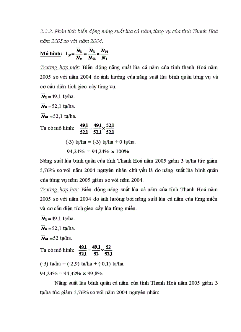 image for page Vận dụng một số phương pháp thống kê phân tích tình sản xuất lúa của tỉnh Thanh Hoá giai đoạn 1995 2005 1