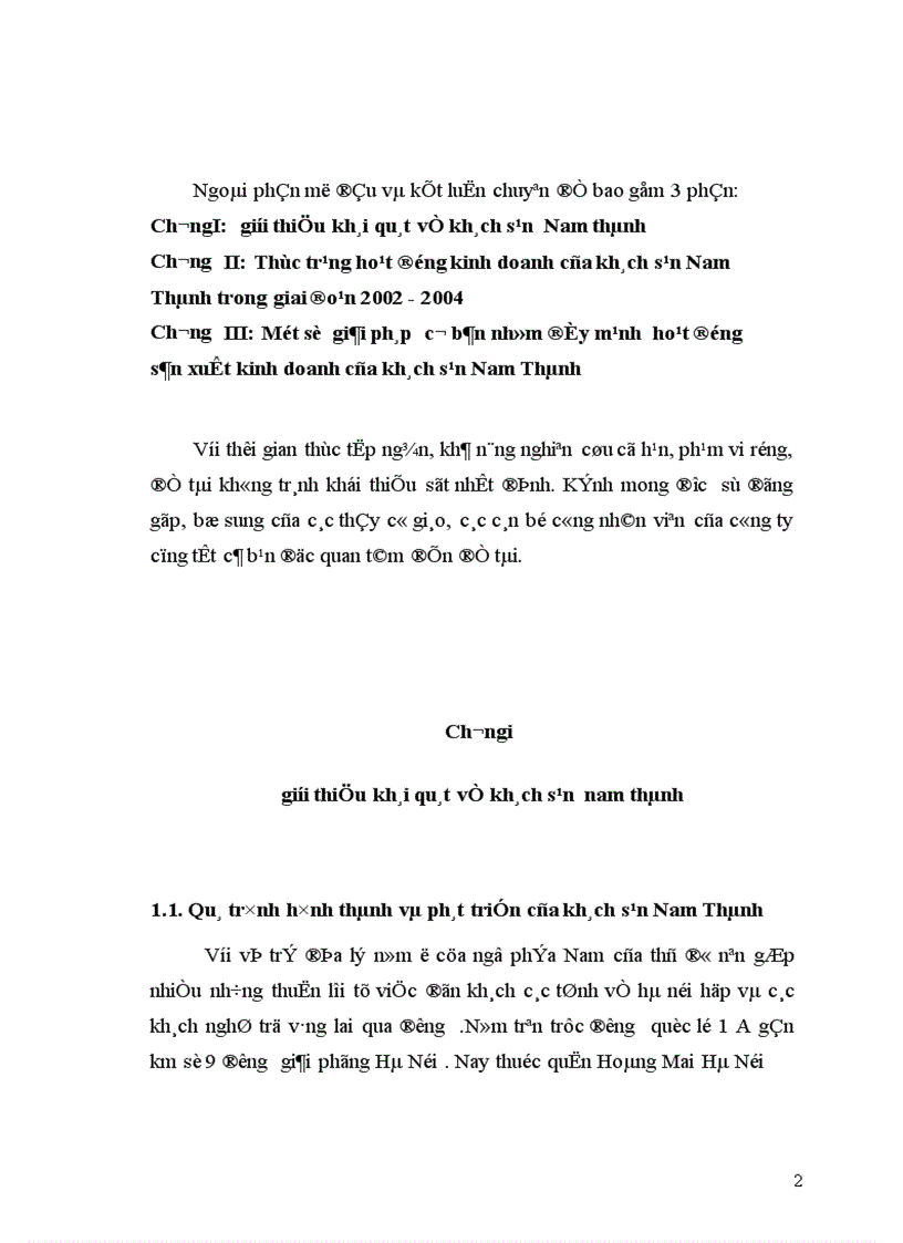 Một số giải pháp đẩy mạnh hoạt động kinh doanh tại khách sạn Nam Thành