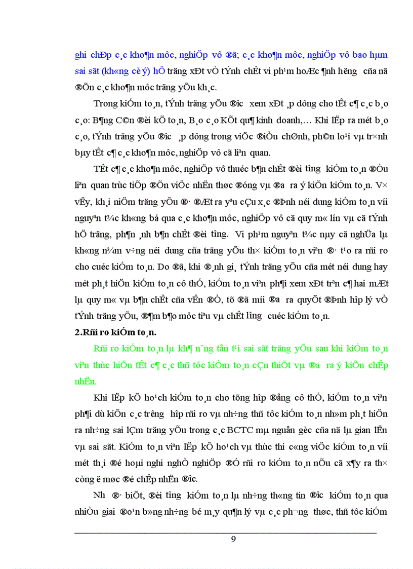 image for page Hoàn thiện quy trình đánh giá trọng yếu và rủi ro trong giai đoạn lập kế hoạch kiểm toán BCTC tại Công ty Kiểm toán Việt Nam 1