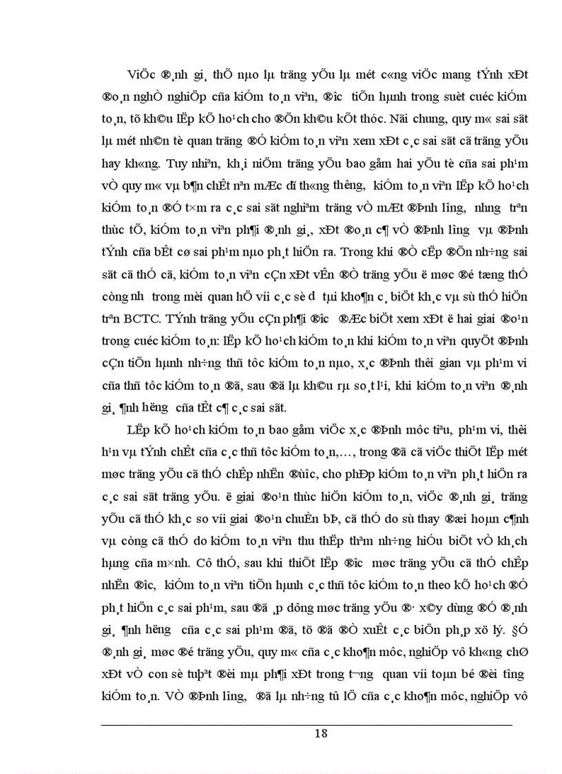 image for page Hoàn thiện quy trình đánh giá trọng yếu và rủi ro trong giai đoạn lập kế hoạch kiểm toán BCTC tại Công ty Kiểm toán Việt Nam 1
