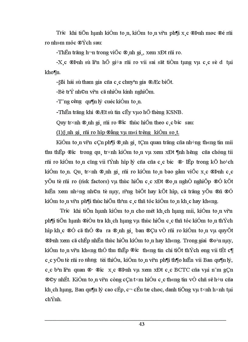 image for page Hoàn thiện quy trình đánh giá trọng yếu và rủi ro trong giai đoạn lập kế hoạch kiểm toán BCTC tại Công ty Kiểm toán Việt Nam 1