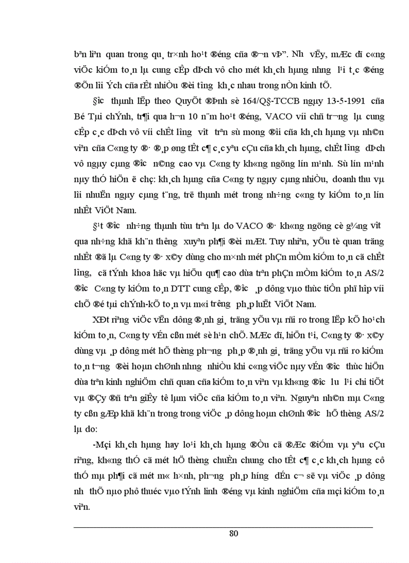 image for page Hoàn thiện quy trình đánh giá trọng yếu và rủi ro trong giai đoạn lập kế hoạch kiểm toán BCTC tại Công ty Kiểm toán Việt Nam 1