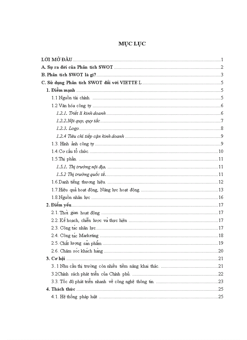 image for page Sử dụng Phân tích SWOT đối với VIETTEL