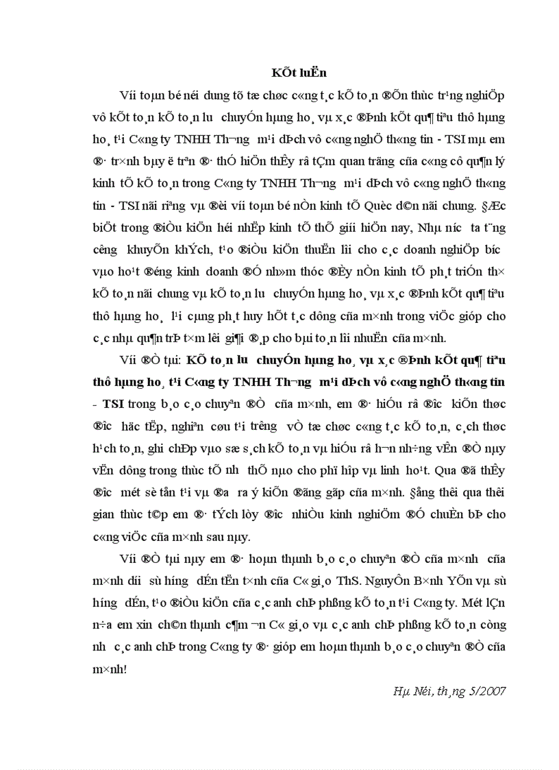 image for page Kế toán lưu chuyển hàng hoá và xác định kết quả tiêu thụ hàng hoá tại công ty TNHH thương mại dịch vụ công nghệ thông tin TSI 1