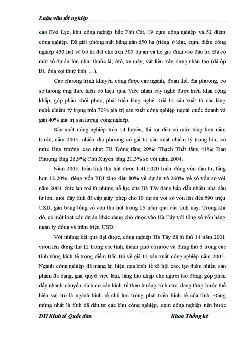 image for page Vận dụng một số phương pháp thống kê để phân tích tình hình phát triển công nghiệp trên địa bàn Hà Tây thời kỳ 2000 2005 và dự đoán đến năm 2007