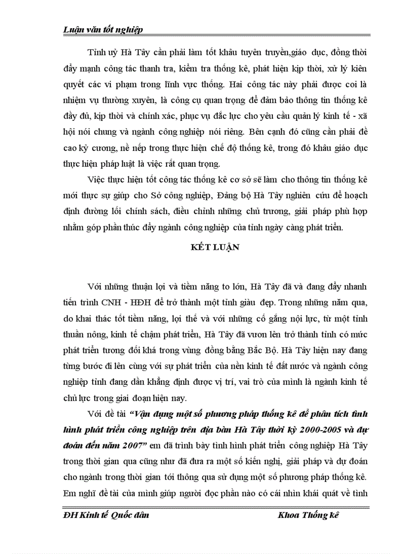image for page Vận dụng một số phương pháp thống kê để phân tích tình hình phát triển công nghiệp trên địa bàn Hà Tây thời kỳ 2000 2005 và dự đoán đến năm 2007