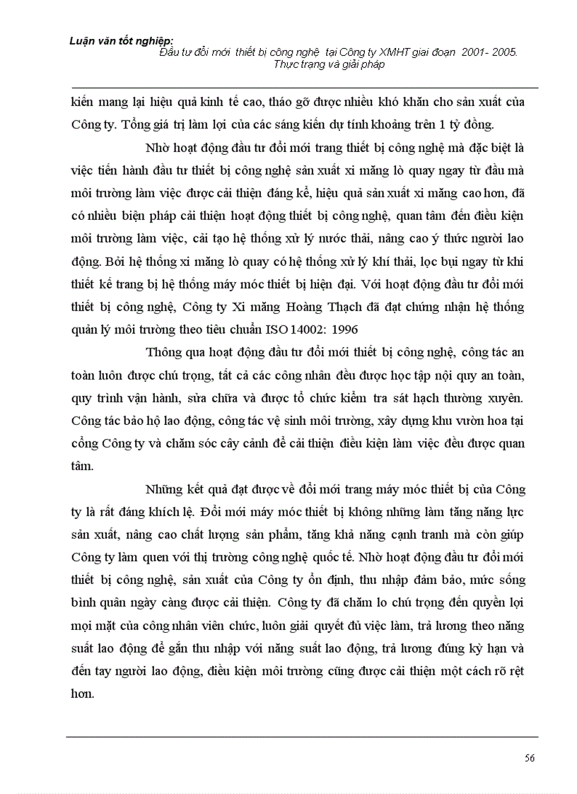 image for page Đầu tư đổi mới thiết bị công nghệ tại Công ty Xi măng Hoàng Thạch giai đoạn 2001 2005 Thực trạng và giải pháp