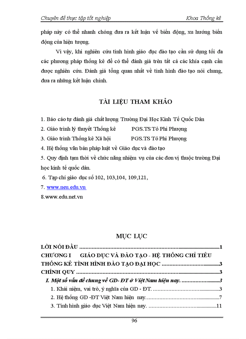 image for page Nghiên cứu thống kê tình hình giáo dục đào tạo Đại học chính quy tại trường Đại học Kinh tế quốc dân thời kỳ 1995 2004 1