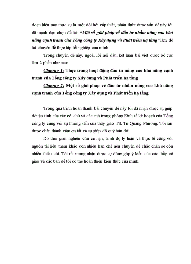 image for page Một số giải pháp về đầu tư nhằm nâng cao khả năng cạnh tranh của Tổng công ty Xây dựng và Phát triển hạ tầng 1