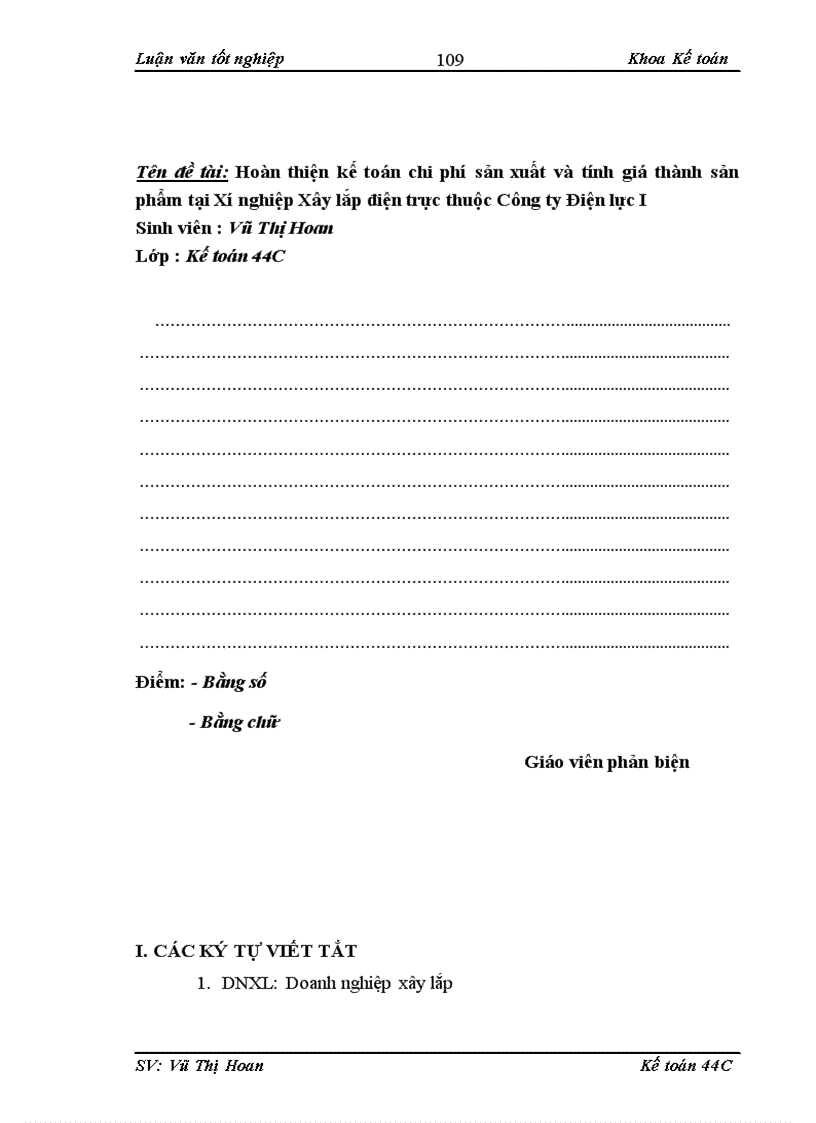 image for page Hoàn thiện kế toán chi phí sản xuất và tính giá thành sản phẩm tại Xí nghiệp xây lắp điện trực thuộc công ty điện lực I 1