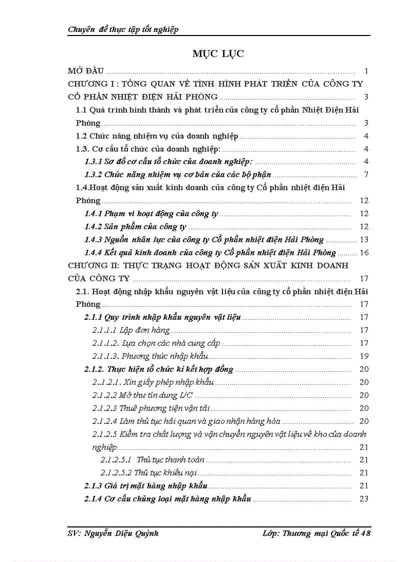 image for page Hoạt động nhập khẩu cuả nguyên vật liệu và thiết bị phục vụ sản xuất của cụng ty cổ phần Nhiệt điện Hải Phũng