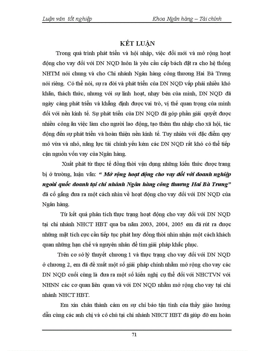 image for page Mở rộng hoạt động cho vay đối với doanh nghiệp ngoài quốc doanh tại chi nhánh ngân hàng công thương Hai Bà Trưng