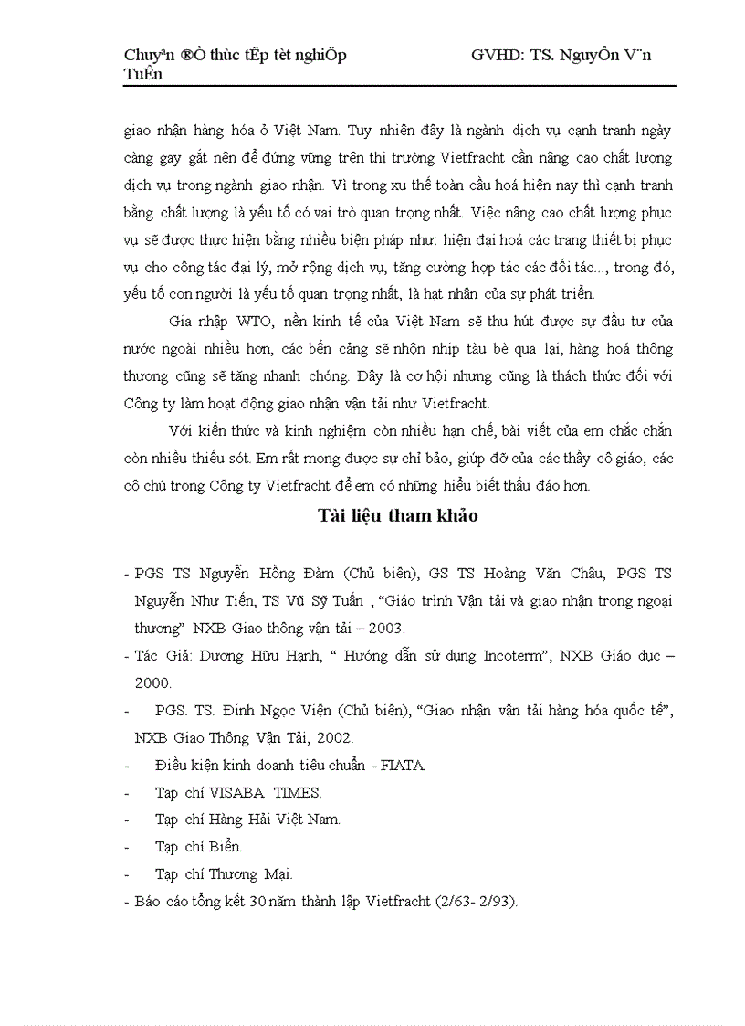 image for page Những giải pháp nhằm nâng cao hoạt động giao nhận hàng hóa bằng đường biển tại Công ty cổ phần vận tải và thuê tàu Vietfracht