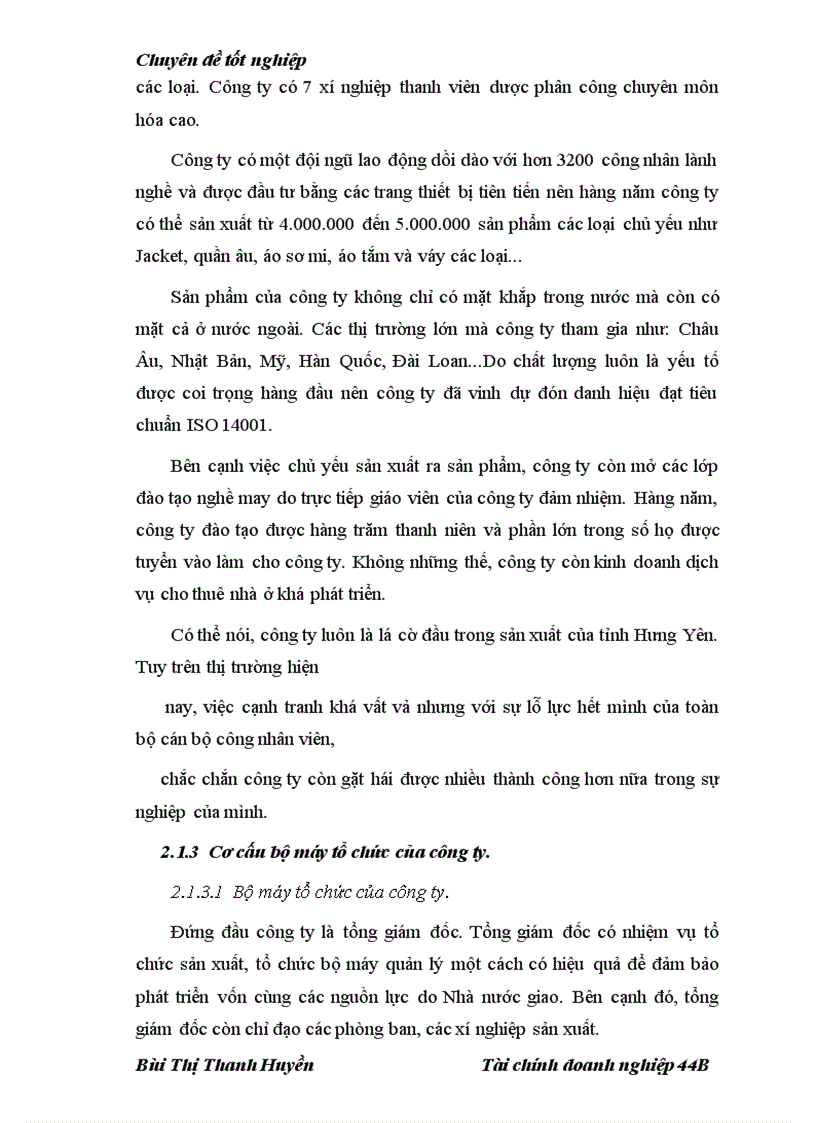 image for page Nâng cao hiệu quả khả năng phân tích tài chính tại công ty cổ phần may Hưng Yên