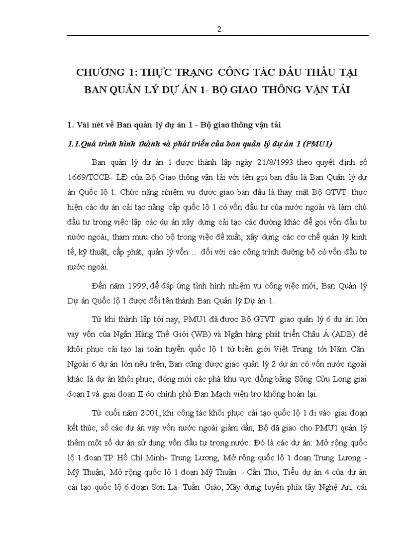 image for page Thực trạng và một số giải pháp nâng cao hiệu quả công tác đấu thầu tại Ban Quản lý dự án 1 Bộ giao thông vận tải 1