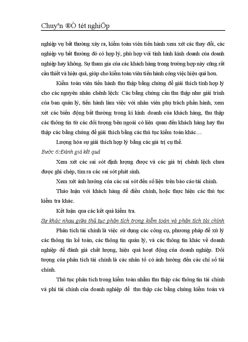 image for page Vận dụng thủ tục phân tích trong quy trình kiểm toán Báo cáo Tài chính tại Công ty Kiểm toán và Kế toán Hà Nội 1