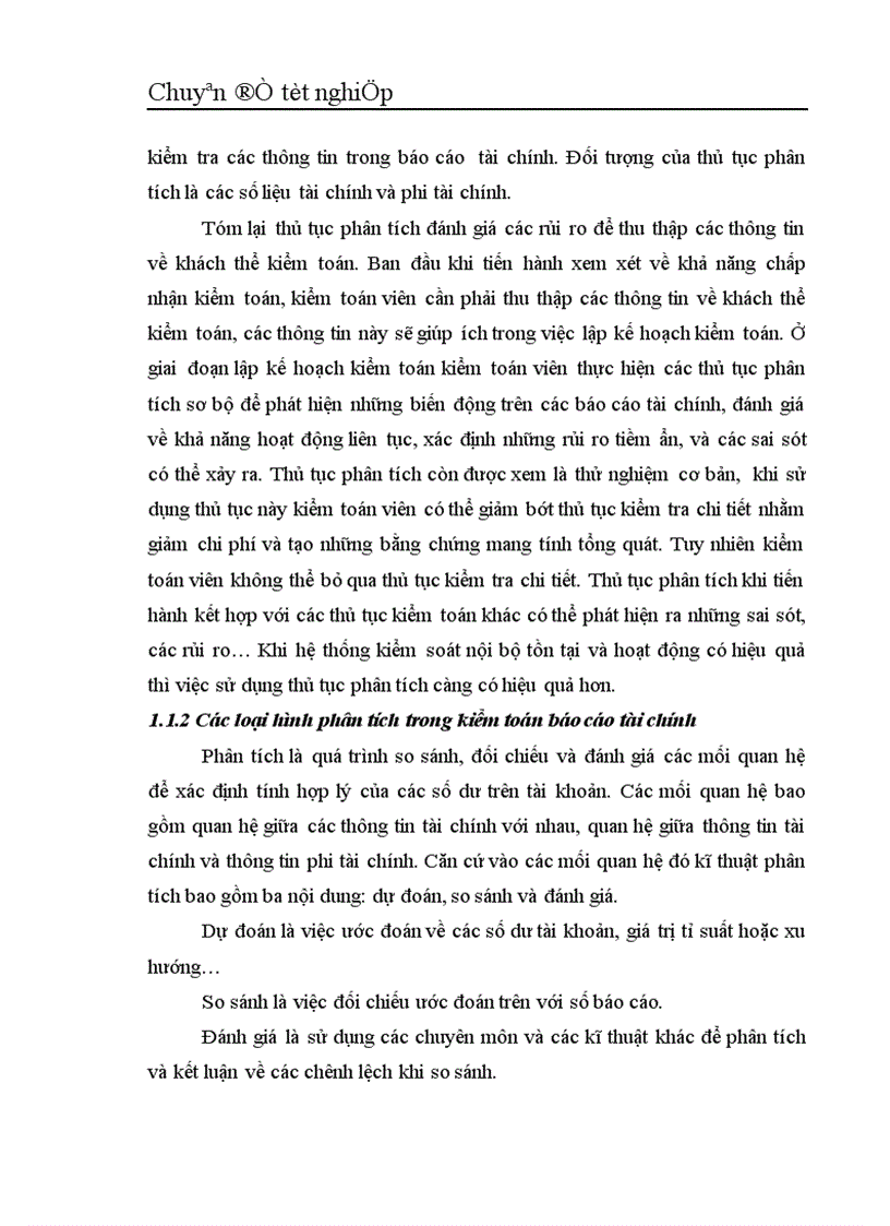 image for page Vận dụng thủ tục phân tích trong quy trình kiểm toán Báo cáo Tài chính tại Công ty Kiểm toán và Kế toán Hà Nội 1