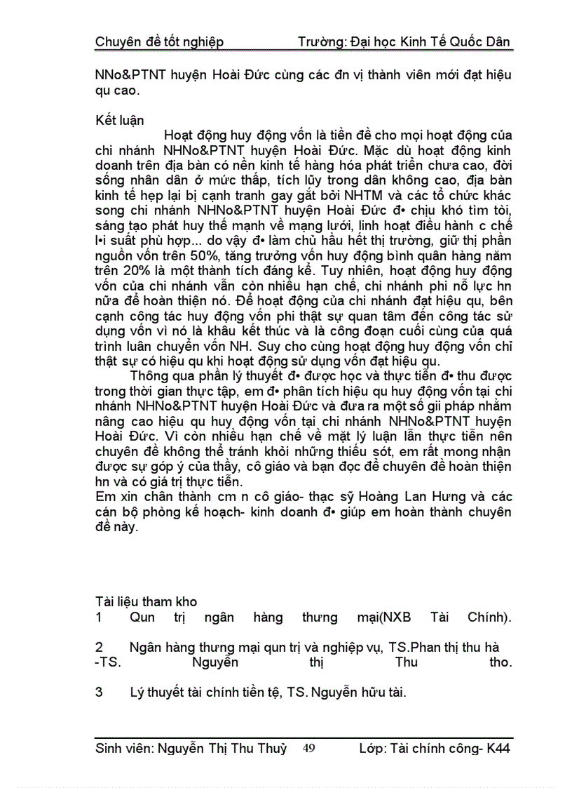 image for page Nâng cao hiệu qu huy động vốn tại NHNNo PTNT huyện Hoài Đức