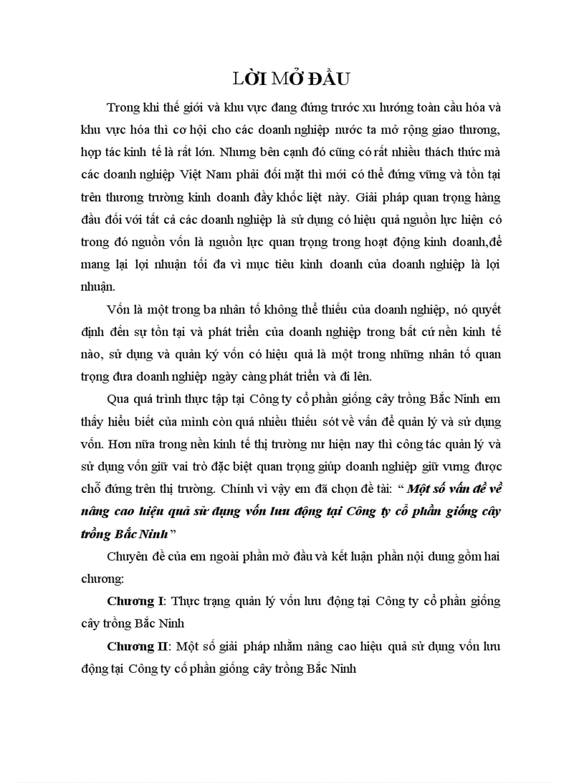 image for page Một số vấn đề về nâng cao hiệu quả sử dụng vốn lưu động tại Công ty cổ phần giống cây trồng Bắc Ninh