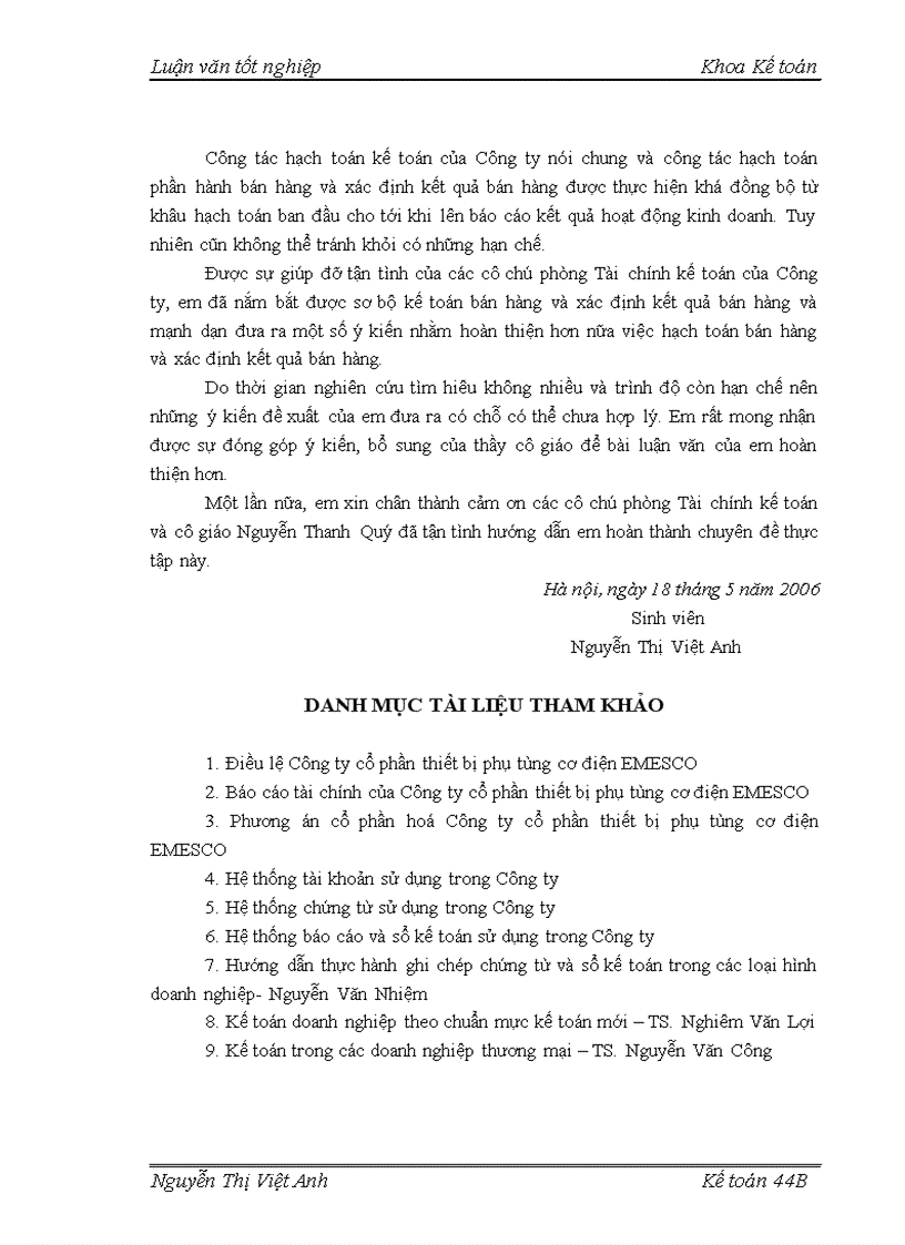 image for page Hoàn thiện kế toán bán hàng và xác định kết quả bán hàng tại Công ty Cổ phần Thiết bị phụ tùng cơ điện EMESCO 1