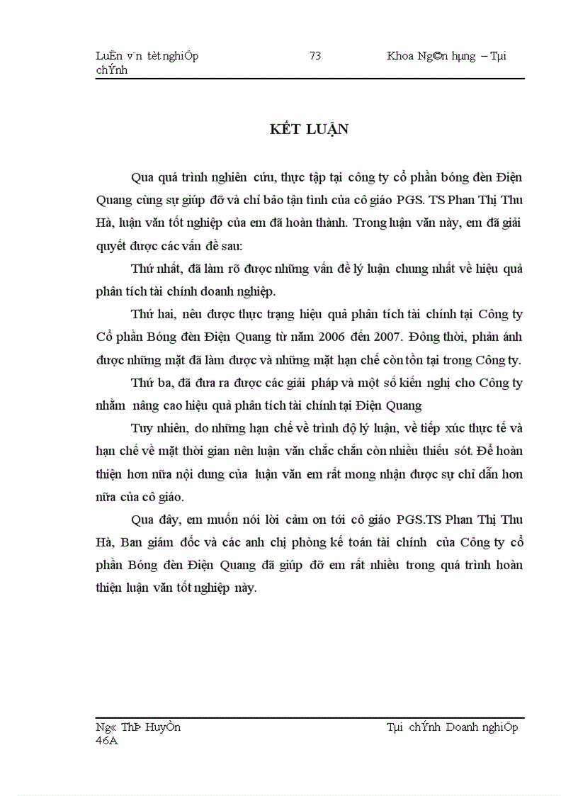 image for page Nâng cao hiệu quả phân tích tài chính tại công ty cổ phần bóng đèn Điện Quang 1