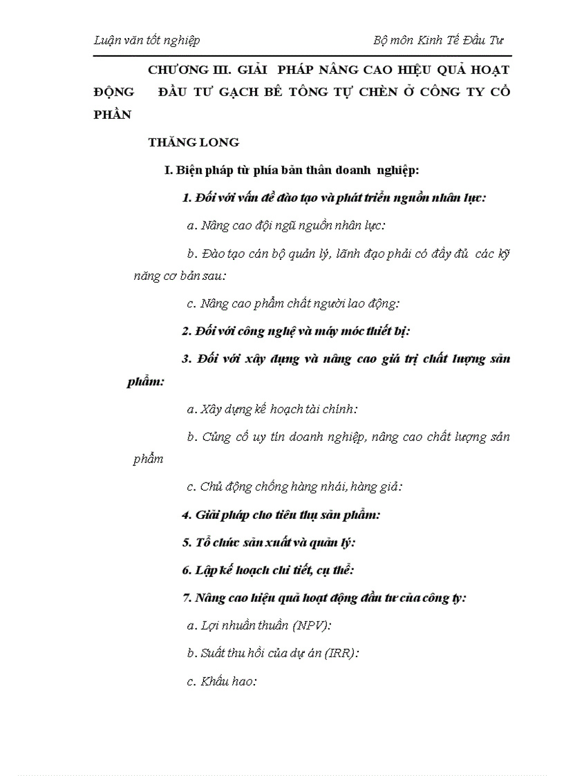 image for page Thực trạng và giải pháp nâng cao hiệu quả hoạt động đầu tư sản xuất gạch bê tông ở Công ty cổ phần Thăng Long 1