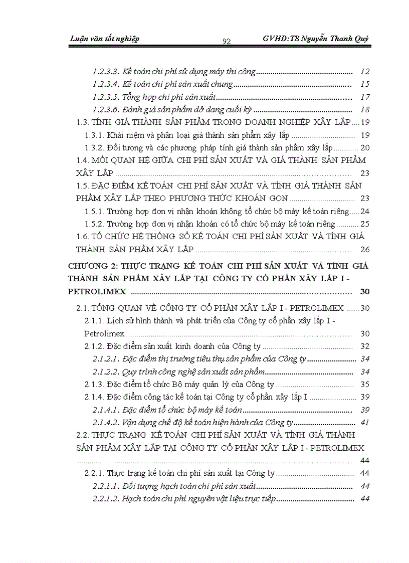 image for page Hoàn thiện kế toán chi phí sản xuất và tính giá thành sản phẩm xây lắp tại Công ty cổ phần xây lắp I Petrolimex 1