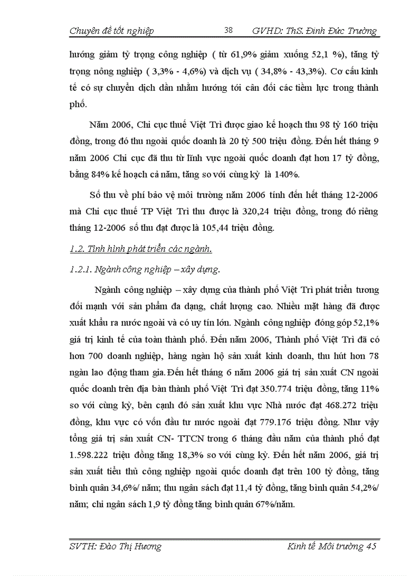 image for page Bước đầu đánh giá hiệu quả kinh tế xã hội và môi trường của quy hoạch môi trường thành phố Việt Trì tỉnh Phú Thọ giai đoạn 2004 2015