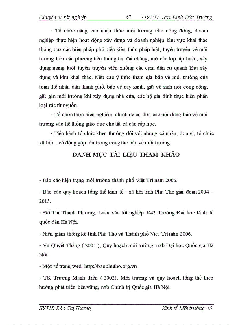 image for page Bước đầu đánh giá hiệu quả kinh tế xã hội và môi trường của quy hoạch môi trường thành phố Việt Trì tỉnh Phú Thọ giai đoạn 2004 2015