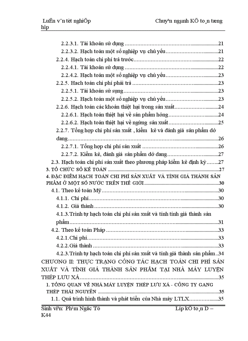 image for page Hạch toán chi phí sản xuất và tính giá thành sản phẩm tại Nhà máy Luyện thép Lưu Xá Công ty Gang thép Thái Nguyên