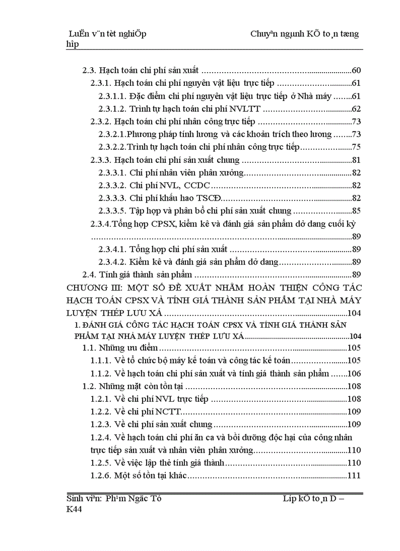 image for page Hạch toán chi phí sản xuất và tính giá thành sản phẩm tại Nhà máy Luyện thép Lưu Xá Công ty Gang thép Thái Nguyên