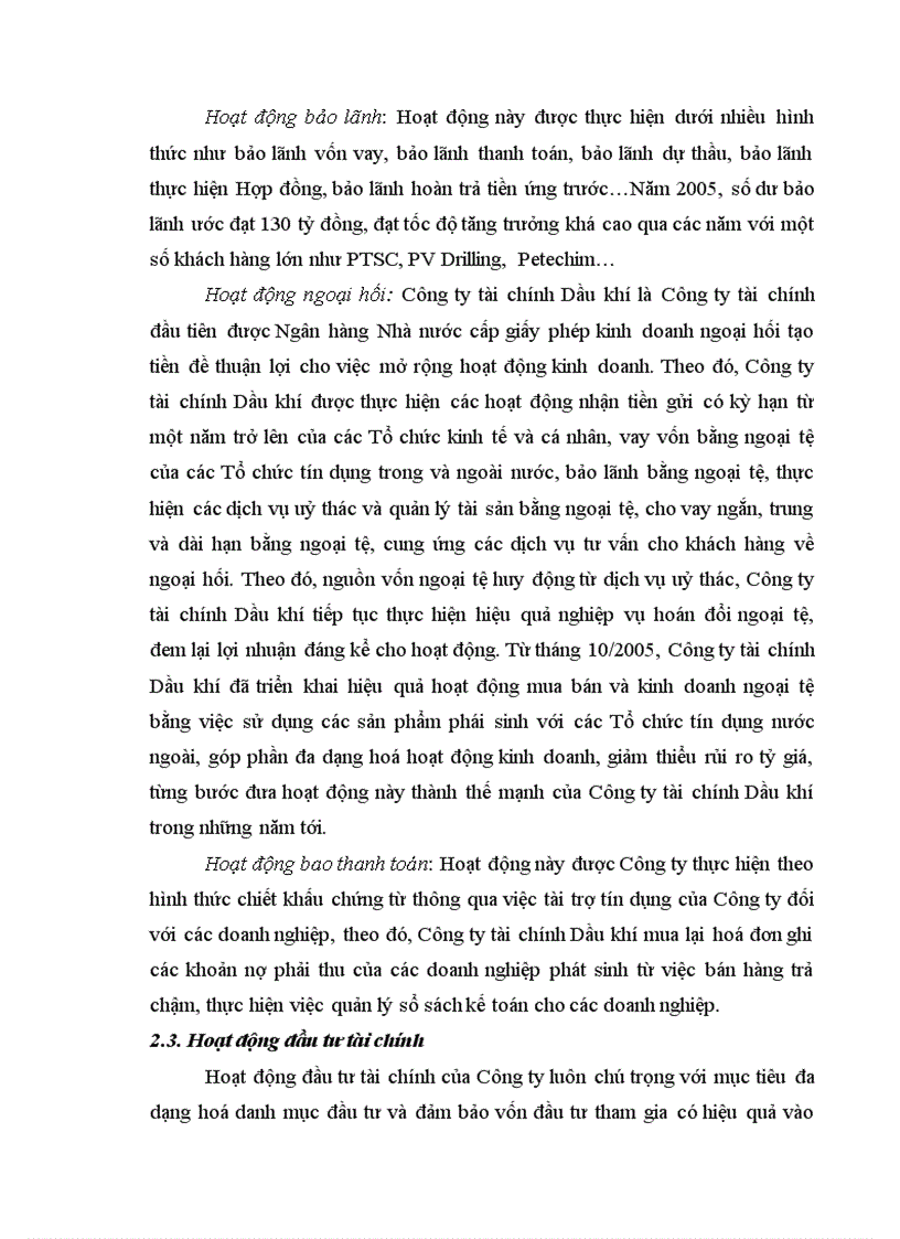 image for page Tình hình đầu tư tài chính vào Dự án tại Công ty tài chính Dầu khí thuộc Tổng công ty Dầu khí Việt Nam 1