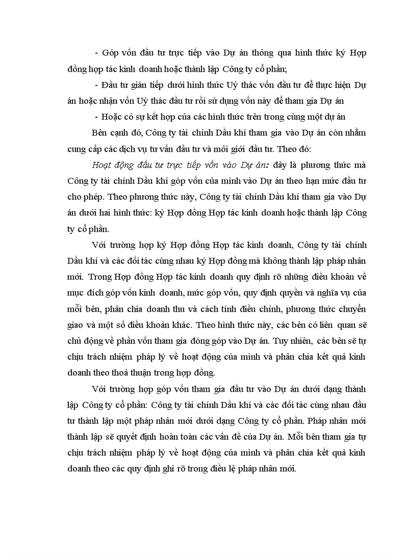 image for page Tình hình đầu tư tài chính vào Dự án tại Công ty tài chính Dầu khí thuộc Tổng công ty Dầu khí Việt Nam 1