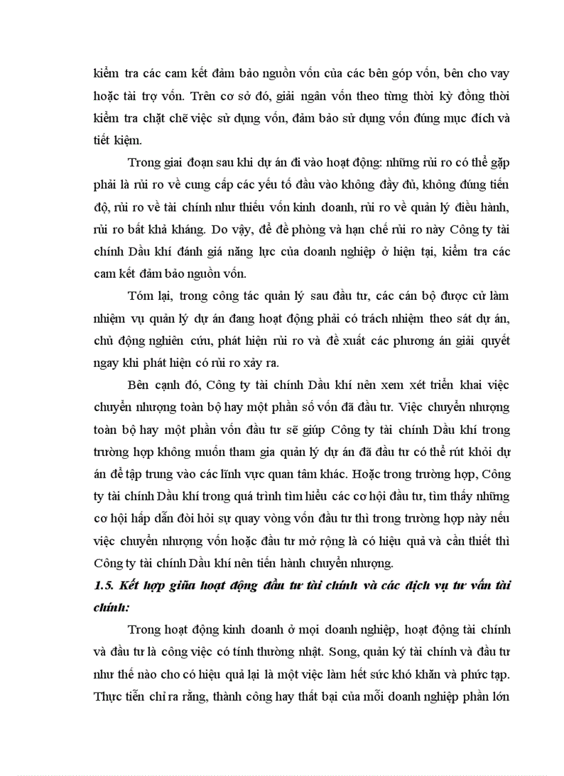 image for page Tình hình đầu tư tài chính vào Dự án tại Công ty tài chính Dầu khí thuộc Tổng công ty Dầu khí Việt Nam 1