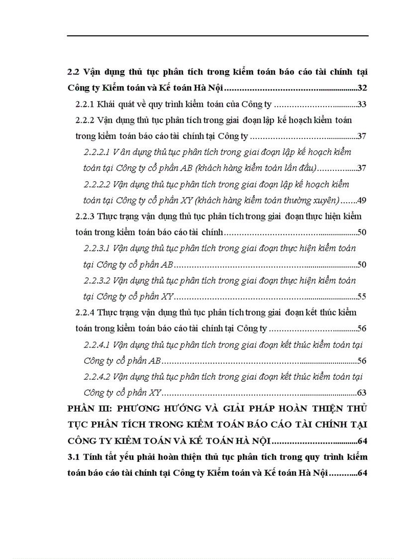 image for page Vận dụng thủ tục phân tích trong quy trình kiểm toán Báo cáo Tài chính tại Công ty Kiểm toán và Kế toán Hà Nội 1