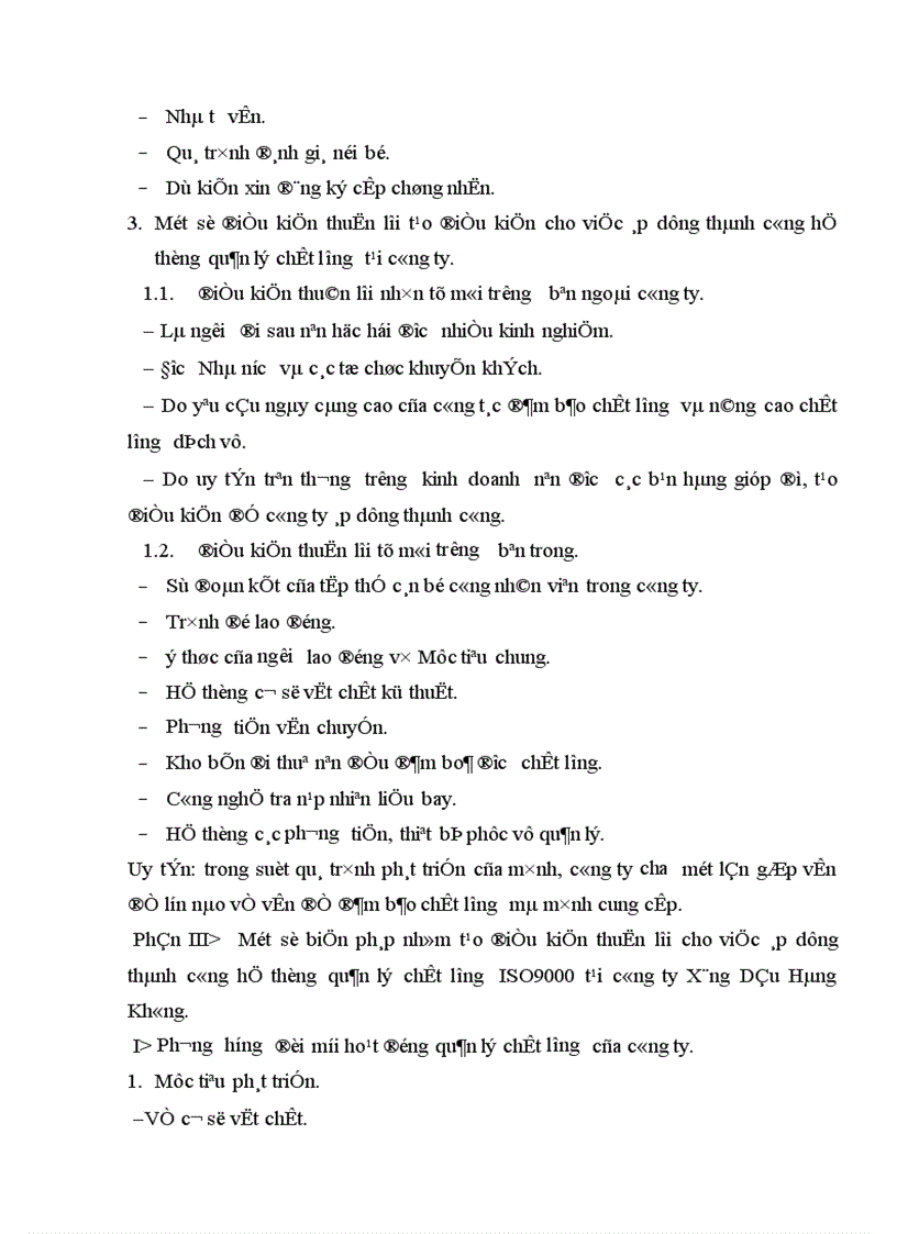 image for page Một số nhân tố tạo điều kiện thuận lợi áp dụng thành công hệ thống quản lý chất lượng theo tiêu chuẩnQuốc tế ISO9001 2000 ở công ty