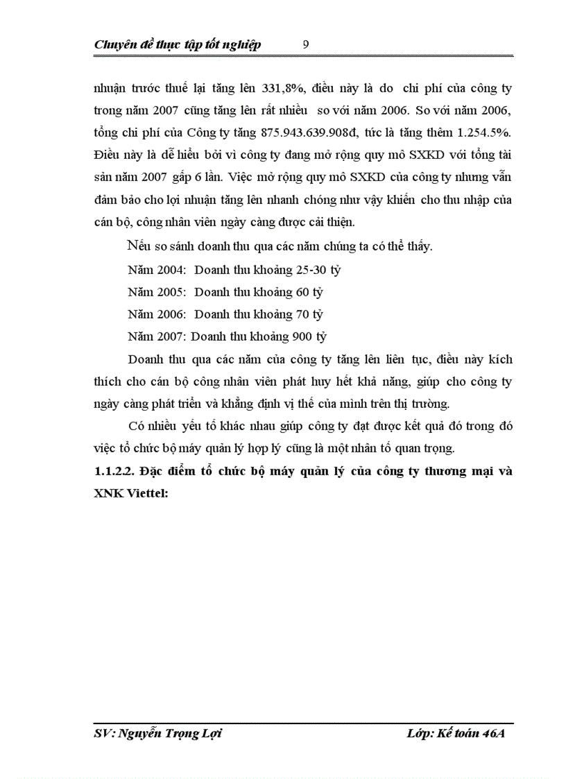 image for page Hoàn thiện kế toán chi phí doanh thu và xác định kết quả cung cấp dịch vụ tại Công ty thương mại và XNK Viettel 1