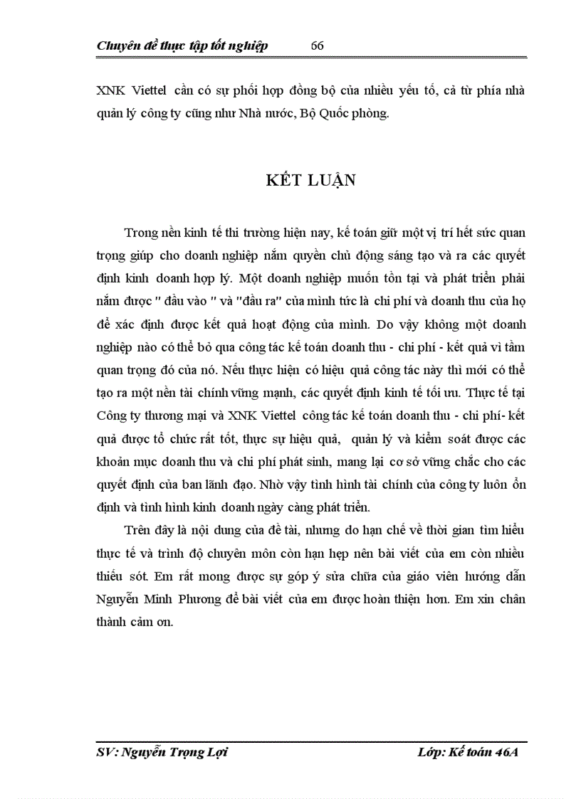image for page Hoàn thiện kế toán chi phí doanh thu và xác định kết quả cung cấp dịch vụ tại Công ty thương mại và XNK Viettel 1