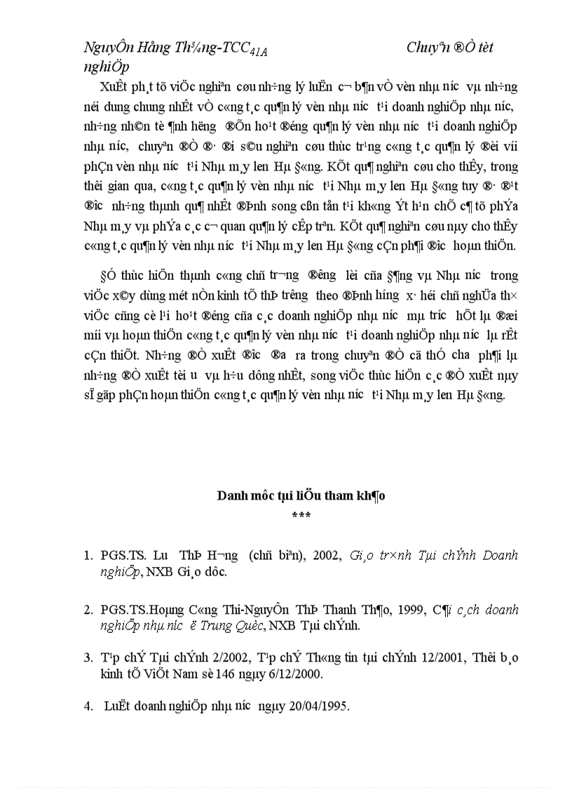 image for page Quản lý vốn nhà nước tại doanh nghiệp nhà nước Nghiên cứu vận dụng tại Nhà máy len Hà Đông 1