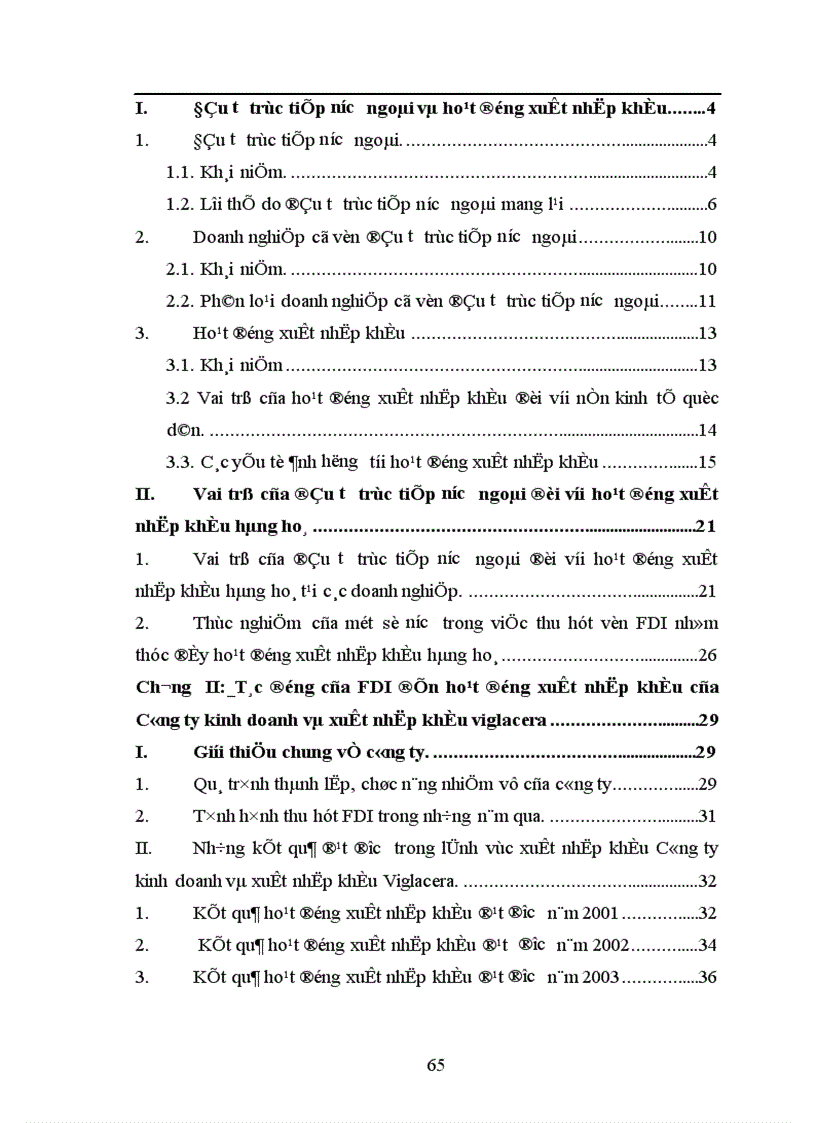 image for page Tác động của đầu tư trực tiếp nước ngoài tới hoạt động xuất nhập khẩu của Công ty kinh doanh và xuất nhập khẩu Viglacera 1