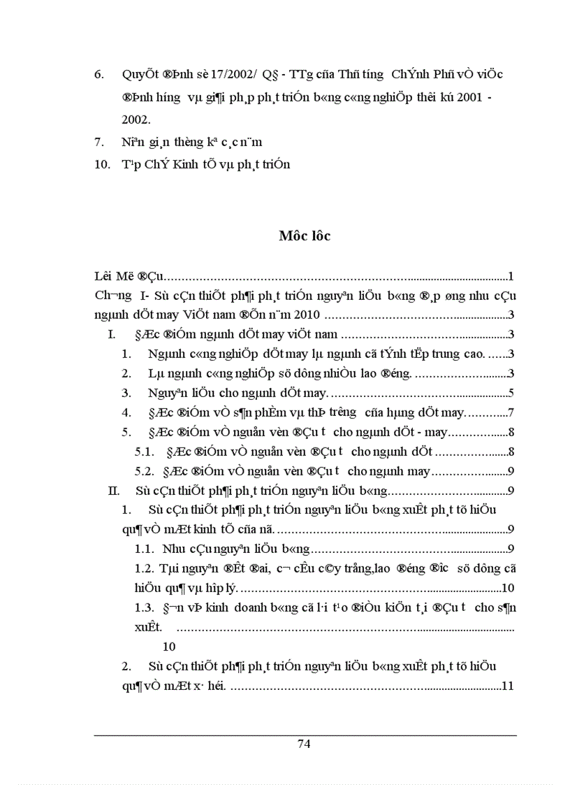 image for page Giải pháp phát triển nguyên liệu bông đáp ứng nhu cầu ngành dệt may Việt Nam đến năm 2010