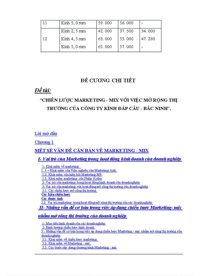 image for page Chiến lược Marketing mix với việc mở rộng thị trường của Công ty Kính Đáp Cầu Bắc Ninh 1