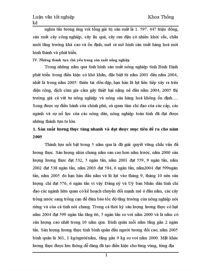 image for page Phân tích thống kê diện tích năng suất sản lượng lúa tỉnh Bình Định thời kỳ 1995 2005